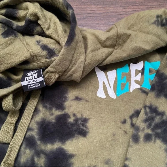 Neff Tie-Dye Green & Black Hoodie NWT SIZE 2X - Picture 2 of 5